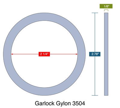 Garlock GylonÂ® 3504 Blue PTFE Ring - 2.25" ID x 2.78" OD x 1/8" Thick