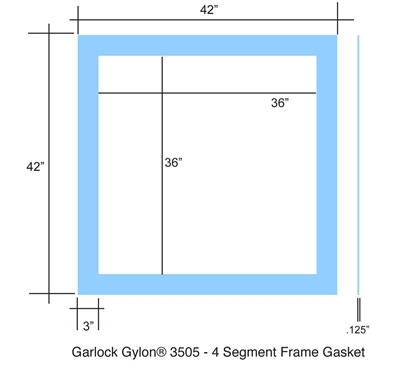 Garlock GylonÂ® 3505 PTFE - Custom Segmented Frame Gasket - 1/8" x 36"x 36" ID