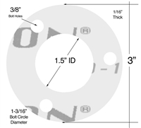 Garlock GylonÂ® 3510 Custom FF Gasket 1.5" x 3" FF - 1/16" Thick