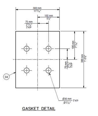 Garlock GylonÂ® 3510 Custom Rectangular Gasket - 1.6 mm x 300 mm x 390 mm