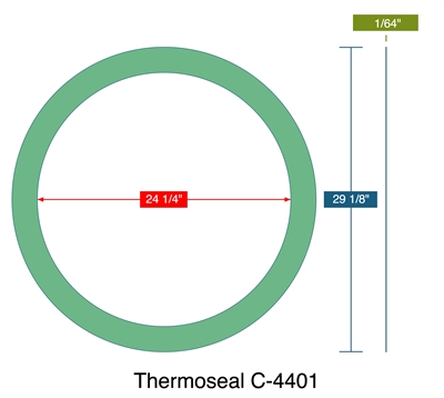 Klinger C-4401Â® Custom Ring Gasket - 1/64" Thick - 24.25" ID x 29.125" x OD