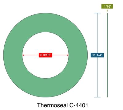 C-4401 Green N/A NBR Ring Gasket - 1/16" Thick - 6.1875" ID x 11.25" OD