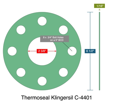 Thermoseal Klingersil C-4401 - Full Face Gasket -  1/16" Thick - 300 Lb - 2"
