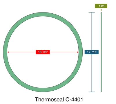 C-4401 Green N/A NBR Ring Gasket - 1/8" Thick - 16.125" x 17.875"