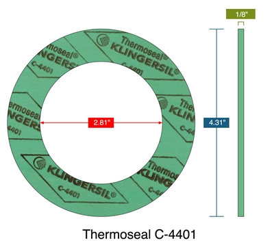 C-4401 Green Custom Ring Gasket - 1/8" Thick - 2-13/16" x 4-5/16"