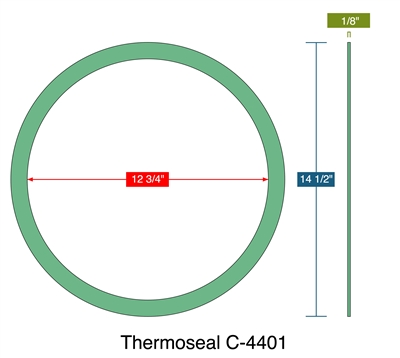 C-4401 Green N/A NBR Ring Gasket - 1/8" Thick x12.75" ID x 14.5" OD