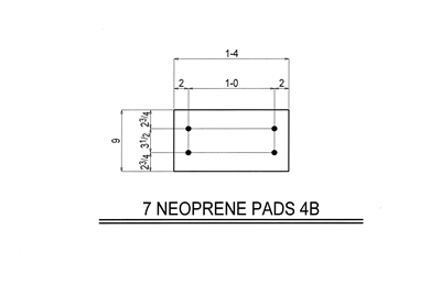 50 Duro Neoprene Rubber Pad With Holes - 9" x 16" x 1/4" Thick With (4) Holes