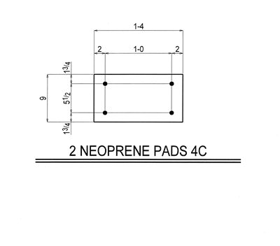 50 Duro Neoprene Rubber Pad With Holes - 9" x 16" x 1/4" Thick With (4) Holes