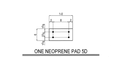 50 Duro Neoprene Rubber Pad With Holes - 6" x 12" x 1/4" Thick With (4) Holes