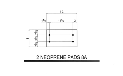 50 Duro Neoprene Rubber Pad With Holes - 9" x 15" x 1/4" Thick With (4) Holes