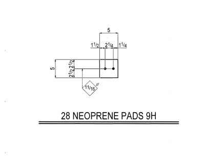 50 Duro Neoprene Rubber Pad With Holes - 5" x 5" x 1/4" Thick With (4) Holes - 3/4"