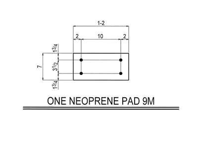 50 Duro Neoprene Rubber Pad With Holes - 7" x 14" x 1/4" Thick With (4) Holes