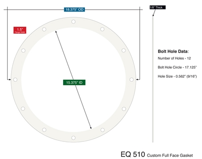 Equalseal EQ 510 Custom Full Face Gasket - 1/8" x 15.375" ID x 18.375" OD