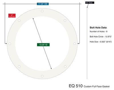 Equalseal EQ 510 Custom Full Face Gasket - 1/8" x 13.25" ID x 17.25" OD