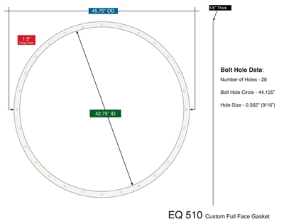 Equalseal EQ 510 Custom Full Face Gasket - 1/8" x 42.75" ID x 45.75" OD