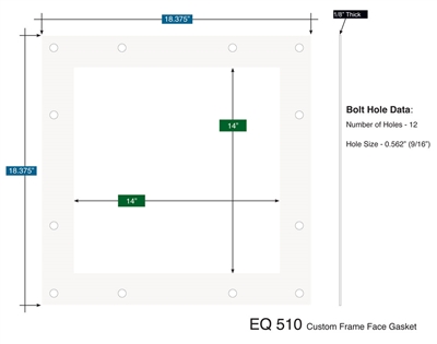 Equalseal EQ 510 Custom Frame Gasket - 1/8" x 14" SQ ID x 18.375" SQ OD