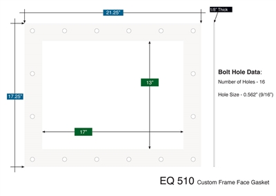 Equalseal EQ 510 Custom Rectangular Gasket - 1/8" x 13" x 17" ID