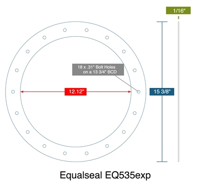 Equalseal EQ 535 Custom Full Face Gasket - 1/16" x 12.12" x 15.375"