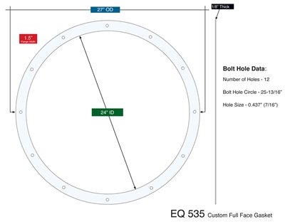 Equalseal EQ 535 Custom Full Face Gasket - 24" x 27" x 1/8"