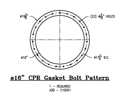 Equalseal EQ 535 Custom Full Face Gasket - 16" ID x 19.375" OD x 1/8" Thick (23) 5/16" Holes On 17.75" BC