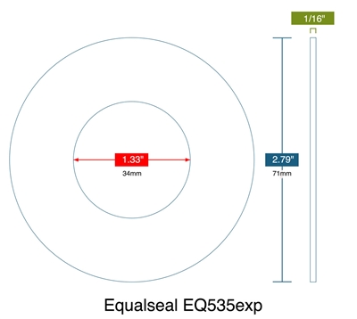 Equalseal EQ 535 Custom Ring Gasket - .063" Thick x 1.33" ID x 2.79" OD