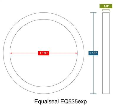 Equalseal EQ 535 Custom Ring Gasket - 1.25" x 1.50" x 1/8"