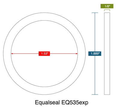 Equalseal EQ 535 Custom Ring Gasket - 1.53" x 1.889" x 1/8"