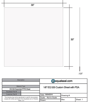 Equalseal EQ 535 Custom Sheet - 1.25" x 30" x 30" with PSA