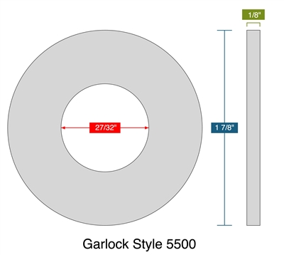 Garlock Style 5500 -  1/8" Thick - Ring Gasket - 150 Lb. - 0.5"