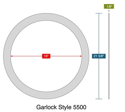 Garlock Style 5500 - Ring Gasket -  1/8" Thick - 18" ID - 21.625" OD