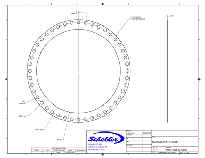 EQ 706 Custom Gasket - 54" ID x 66.25" OD x 1/8" Thick (44) 2" Holes On 62.75" BC