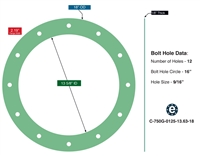 EQ 750G Full Face Gasket - 0.125" Thick  x  13.625" ID x 18" OD