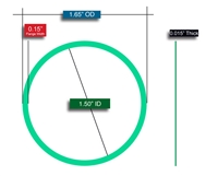 EQ 750G N/A NBR Ring Gasket - 0.015" Thick  x  1.5" ID x 1.65" OD