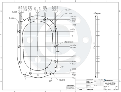 EQ 750G N/A NBR Gasket -  Gear/Bearing Case 11.25" x 7.375" OD Oval 1/16" Thick