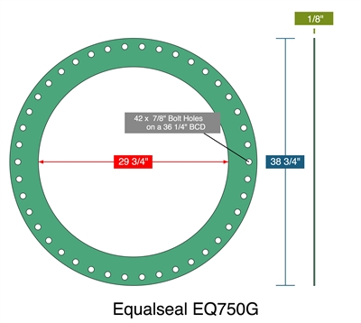 EQ 750G Full Face Gasket - 0.125" Thick  x  29.75" ID x 38.75" OD