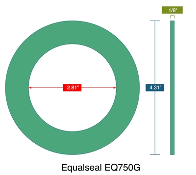 EQ 750G Custom Ring Gasket - 0.125" Thick  x 2-13/16" ID x 4-5/16" OD