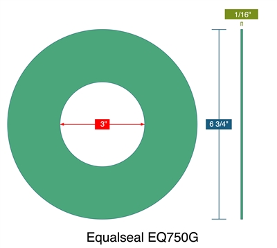 EQ 750G Custom Gasket - 1/16" Thick x 3" x 6.750"