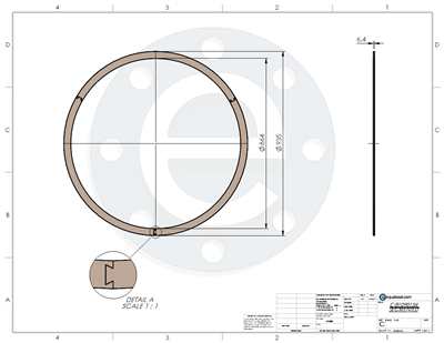 EQ 500 Fawn PTFE and Silica - Custom Segmented Ring Gasket - 1/4" x 864mm ID x 935mm OD