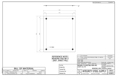 Neoprene - AASHTO M-251 GR3 50A -  1/4" Thick - 48" x 54" w/(4) 1-3/4" Dia. Holes Per Drawing