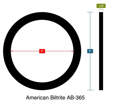 American Biltrite AB-365 -  1/4" Thick - Ring Gasket - 4" ID - 5" OD