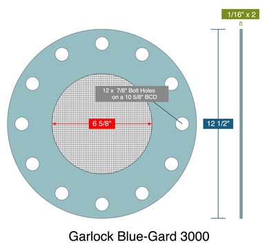 Garlock Blue-Gard 3000 -  1/16" Thick - Full Face Strainer Gasket - 100 Mesh -300 Lb. - 6"