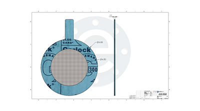 Garlock Blue-Gard 3000 -  1/16" Thick - Ring Strainer Gasket - 60 Mesh -150 Lb. - 4"