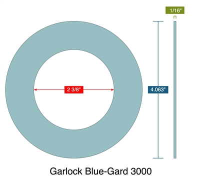 Garlock Blue-Gard 3000 -  1/16" Thick - Ring Gasket - 2.375" ID - 4.063" OD