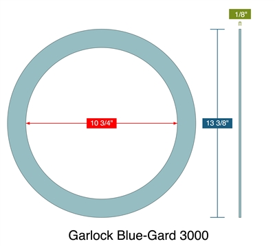 Garlock Blue-Gard 3000 -  1/8" Thick - Ring Gasket - 150 Lb. - 10"