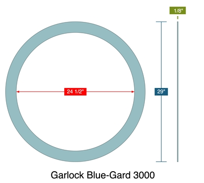 Garlock Blue-Gard 3000 -  1/8" Thick - Ring Gasket - 24.5" ID - 29" OD
