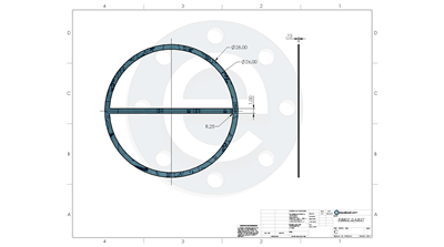 Garlock Blue-Gard 3000 - Ring Gasket with 1" Center Rib -  1/8" Thick - 26" ID - 28" OD