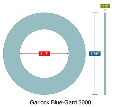 Garlock Blue-Gard 3000 -  1/8" Thick - Ring Gasket - 300 Lb./400 Lb./600 Lb. - 3"