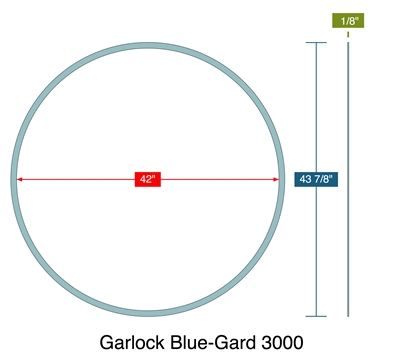 Garlock Blue-Gard 3000 -  1/8" Thick - Ring Gasket - 42" ID - 43.875" OD