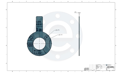 Garlock Blue-Gard 3000 - Tabbed Ring Gasket - 1/16" Thick - 1-1/2" - 300 lb. PSA one side for strainers