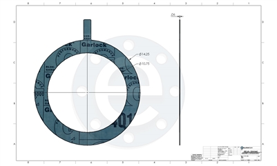 Garlock Blue-Gard 3000 - Tabbed Ring Gasket - 1/16" Thick - 10" - 300 lb. PSA one side for strainers